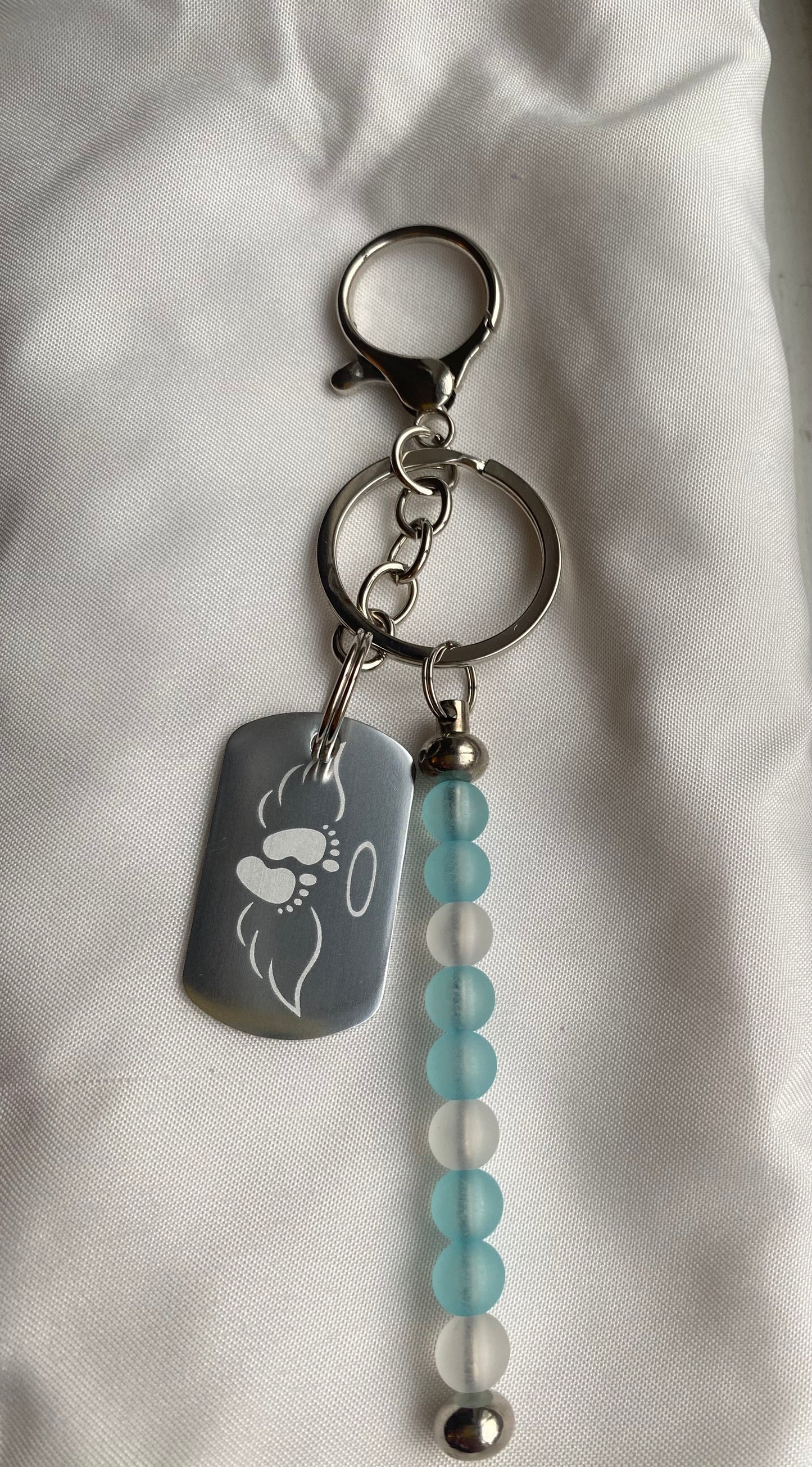Gift for Loss – Memorial Keychain, Sympathy Keepsake, In Memory of Loved One (Blue)